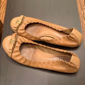 Tory Burch Camel Leather Flats